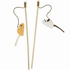 Игрушка удочка для котов Плюшевая пищащая мышка Plush Rod Nobby Игрушка удочка для котов Плюшевая пищащая мышка Plush Rod Nobby