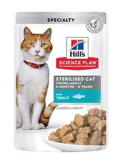 Вологий корм з фореллю для стерилізованих кішок віком від 6 місяців до 6 років Hill's Science Plan Sterilised Cat Young Adult Trout