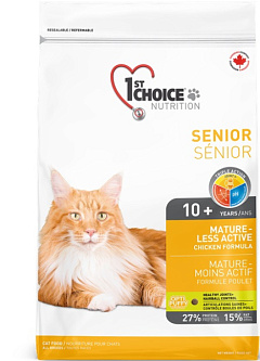 Сухой корм с курицей для малоактивных или пожилых кошек в возрасте от 10 лет 1st Choice Mature Less Aktiv Senior