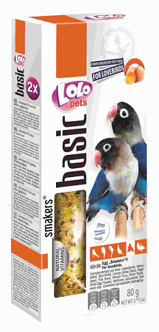 Ласощі для нерозлучників Вітамінізовані палички з яйцем LoLo Pets Smakers Lovebirds Egg