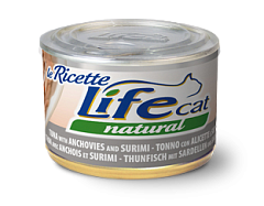 Консерва для кошек Тунец с Анчоусами и Сурими Life Cat Natural Tuna, Anchovies & Surimi