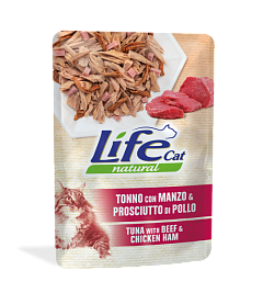 Вологий корм для кішок Тунець з Яловичиною та Шинкою Life Cat Natural Tuna, Beef & Ham