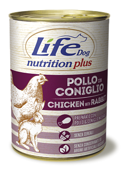 Беззернова консерва для собак Курка з Кроликом Life Dog Nutrition Plus Chicken & Rabbit Беззернова консерва для собак Курка з Кроликом Life Dog Nutrition Plus Chicken & Rabbit