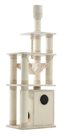 Высокий игровой комплекс-когтеточка с двухэтажным домиком, гамаком и лазалками для кошек Telde Nobby Высокий игровой комплекс-когтеточка с двухэтажным домиком, гамаком и лазалками для кошек Telde Nobby