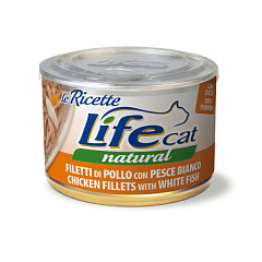 Консерва для кішок Куряче Філе з Білою Рибою Life Cat Natural Chicken Fillets & White Fish