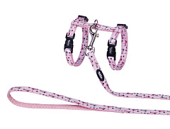 Анатомическая шлея с поводком для кошек Мышата Mouse Pink Cat Harness Nobby