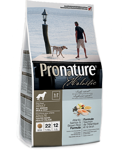 Сухий холістик корм для дорослих собак до 7 років з атлантичним лососем та коричневим рисом Pronature Holistic Adult