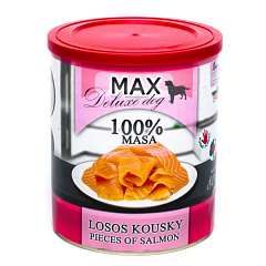 Консервована риба для собак Шматочки Лосося MAX Deluxe Dog 100% Fish Salmon Pieces Консервована риба для собак Шматочки Лосося MAX Deluxe Dog 100% Fish Salmon Pieces