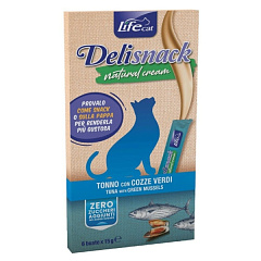 Ласощі для кішок Крем з Тунцем та Мідіями Life Cat Delisnack Natural Cream Tuna