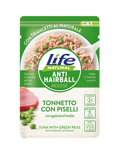 Вологий шерстевивідний корм для котів Тунець з Зеленим Горошком Life Cat Natural Anti-Hairball Tuna & Green Peas Вологий шерстевивідний корм для котів Тунець з Зеленим Горошком Life Cat Natural Anti-Hairball Tuna & Green Peas