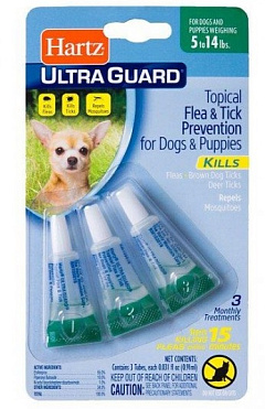 Антипаразитарні краплі для собак вагою 2,5-6 кг від бліх та кліщів Hartz Ultra Guard Flea & Tick Spot-on Dogs