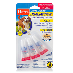 Капли от блох и клещей для щенков и собак весом 6-14 кг Hartz UltraGuard Dual Action