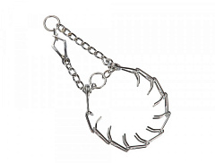 Металлический строгий ошейник с шипами и рывковым карабином для собак Chain Spiked Strict Collar Nobby