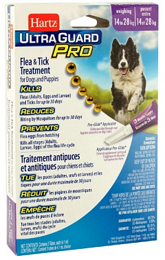 Капли для собак весом 14-28 кг от клещей, блох, их яиц и личинок Hartz Ultra Guard Pro Flea & Tick Spot-on Dogs