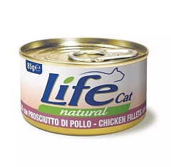 Консерва для кішок Куряче філе з Шинкою Life Cat Natural Chicken Fillets & Ham