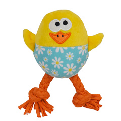 М'яка іграшка для собак Курча з пищалкою та канатами Easter Chick Plush Nobby