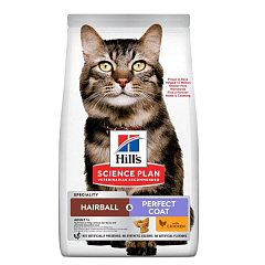 Шерстевивідний корм з куркою для покращення шерсті котів Hill's Science Plan Cat Hairball & Perfect Coat Adult 1+