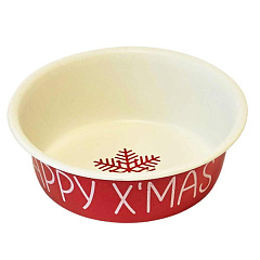 Новогодняя миска для собак из нержавеющей стали Снежинка Snowflake Happy Xmas Nobby