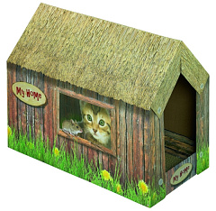Картонная когтеточка-домик с кошачьей мятой для кошек House Catnip Carton Nobby