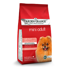Сухой корм для взрослых собак маленьких пород со свежей курицей и рисом Arden Grange Mini Adult Fresh Chicken & Rice
