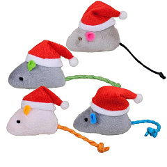 М'яка іграшка для котів Новорічна Миша з котячою м'ятою Mouse Plush Catnip Xmas Nobby