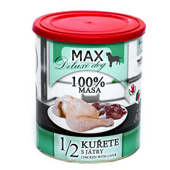 Консервоване м'ясо для собак Куряча Чверть з Печінкою FALCO MAX Deluxe Dog 100% Meat 1/2 Chicken & Liver