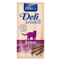 Лакомства для кошек Палочки с Курицей и Уткой Life Cat Delisnack Sticks Chicken & Duck Лакомства для кошек Палочки с Курицей и Уткой Life Cat Delisnack Sticks Chicken & Duck
