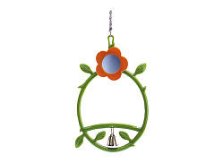 Игрушка для попугаев Качель с колокольчиком и зеркалом-цветком Mirror Parrot Toy Nobby