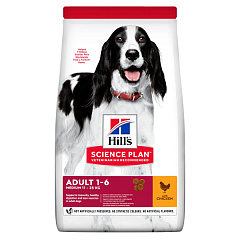 Сухой корм с курицей для собак средних пород Hill's Science Plan Adult 1-6 Medium 11-25 kg Chicken