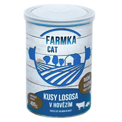 Консервированное мясо для котов Куски Лосося в Говяжьем Фарше FALCO FARMKA Cat 100% Fish Salmon