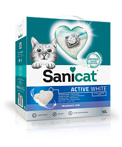 Комкуючий гіпоалергенний білий бентонітовий наповнювач для котів Sanicat Clumping Active White Fragrance Free