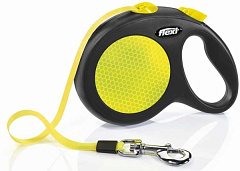 Поводок-рулетка для собак крупных пород весом до 50 кг Flexi New Neon L Tape лента 5 m