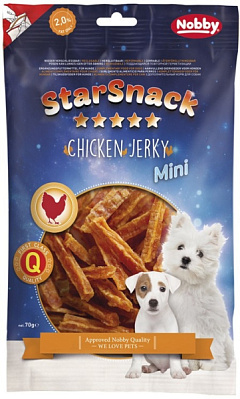 Натуральные лакомства для щенков и маленьких собак Кусочки Курицы Nobby StarSnack Mini Chicken Jerky Натуральные лакомства для щенков и маленьких собак Кусочки Курицы Nobby StarSnack Mini Chicken Jerky