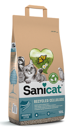 Целюлозний розчинний поглинаючий наповнювач без пилу для котів Sanicat Recycled Cellulose Absorbent Целюлозний розчинний поглинаючий наповнювач без пилу для котів Sanicat Recycled Cellulose Absorbent