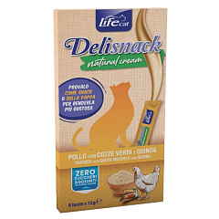 Ласощі для кішок Крем з Куркою, Мідіями та Кіноа Life Cat Delisnack Natural Cream Chicken