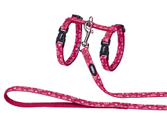 Анатомічна шлея з повідцем для кішок Квіти Flower Red Cat Harness Nobby