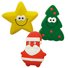 Новорічні іграшки для собак Зірка, Санта, Ялинка з пищалкою Figures Xmas Nobby