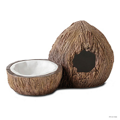 Кокосовая пещера с поилкой для рептилий Exo Terra Coconut Hide & Water Dish