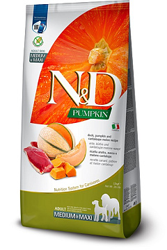 Беззерновий сухий корм для собак з Качкою та Динею Farmina N&D Pumpkin Medium & Maxi Adult Duck & Melon