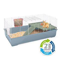 Большая двухэтажная клетка для кроликов из вторичного пластика с кормушкой и поилкой Imac Ronny 120 2nd Life Plastic