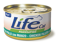 Консерва для кішок Курка з Яловичиною Life Cat Natural Chicken Fillets & Beef Консерва для кішок Курка з Яловичиною Life Cat Natural Chicken Fillets & Beef