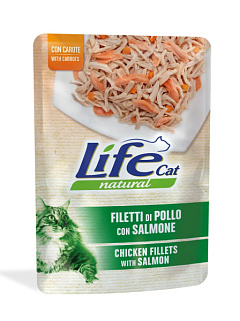 Влажный корм для кошек Куриное филе с Лососем Life Cat Natural Chicken Fillets & Salmon