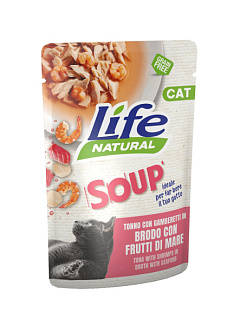 Суп для котов с Тунцом и Креветками в бульоне с морепродуктами Life Cat Natural Tuna & Shrimps
