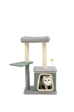 Кігтеточка-ігровий комплекс для кота з іграшкою та будиночком Imac Clio
