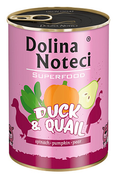 Беззерновая консерва для собак с Уткой и Перепёлкой Dolina Noteci Superfood Duck & Quail