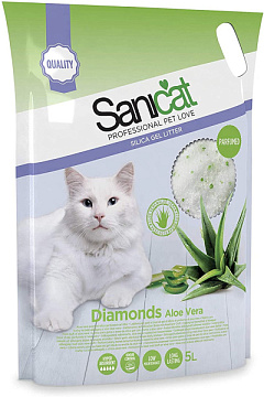 Силікагелевий поглинаючий наповнювач для котів з ароматом алое вера Sanicat Diamonds Aloe Vera