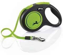 Повідець-рулетка для собак маленьких порід вагою до 15 кг Flexi New Neon S Tape стрічка 5 m