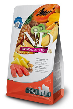 Сухий корм для собак з Лососем, Злаками та Фруктами Farmina N&D AG Tropical Selection Medium & Maxi Adult Salmon