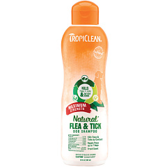 Защитный шампунь от блох и клещей для собак TropiClean Natural Flea & Tick Dog Shampoo Maximum Strength