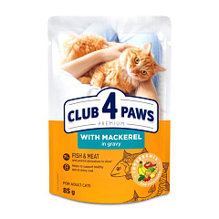 Вологий корм для дорослих котів Макрель у соусі Club 4 Paws Premium Mackerel in Gravy Вологий корм для дорослих котів Макрель у соусі Club 4 Paws Premium Mackerel in Gravy